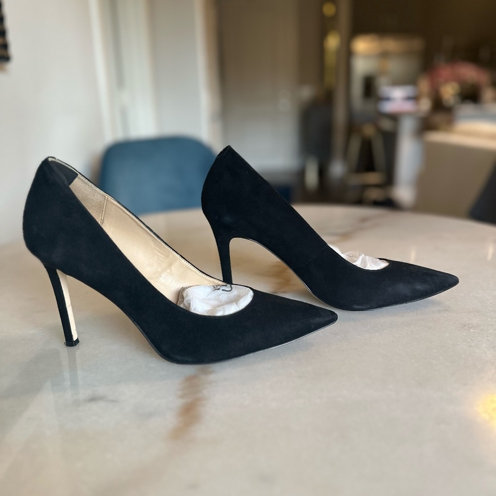 Sam Edelman Hazel Suede Pointed Toe Pumps - Black Suede (Size 11)